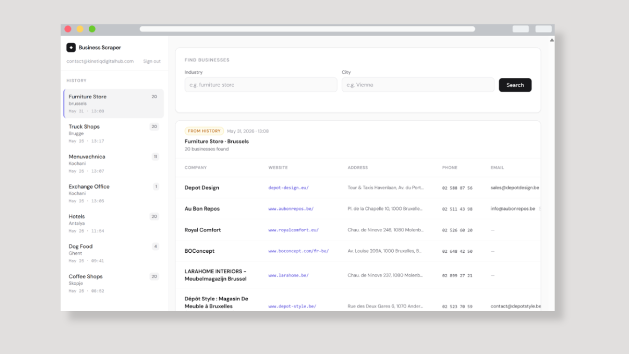 Web App Dashboard