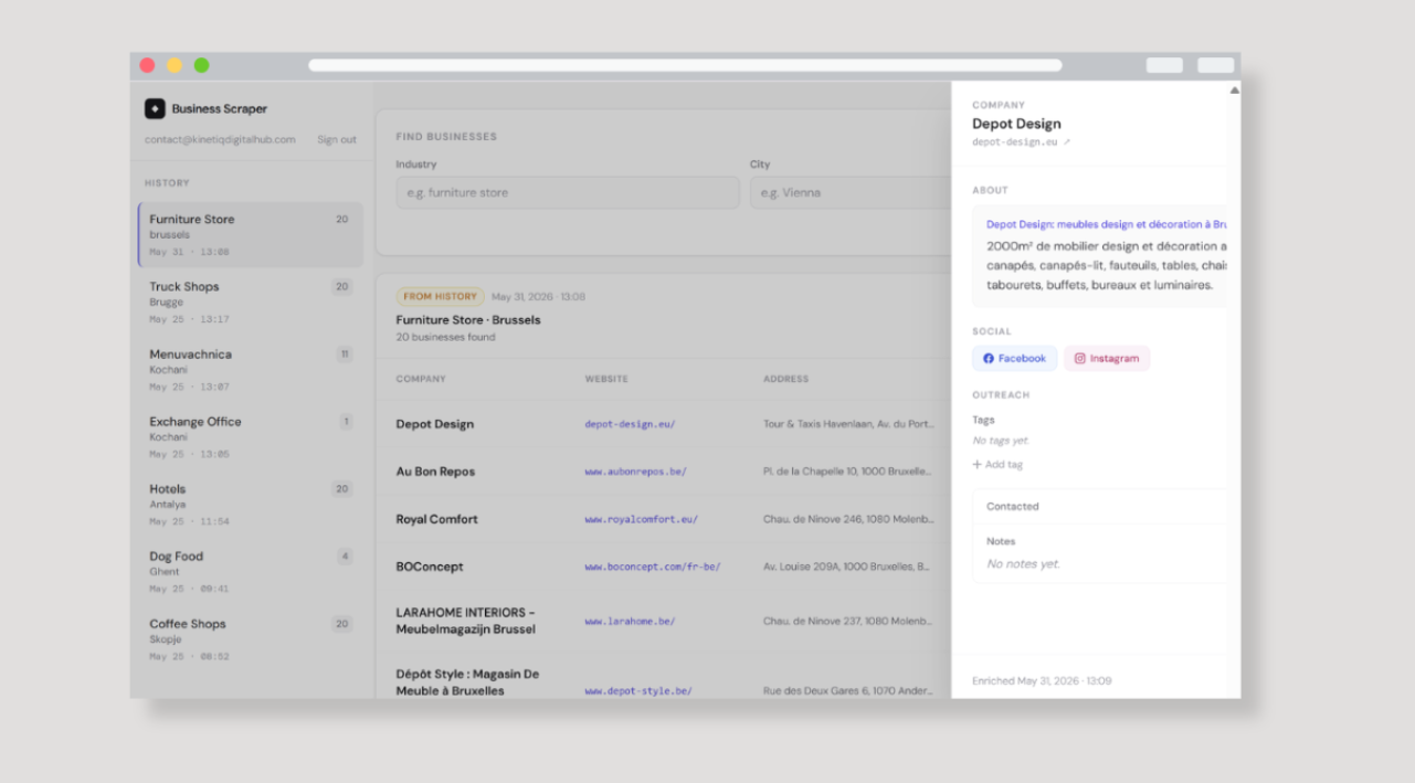 Web App Company Info